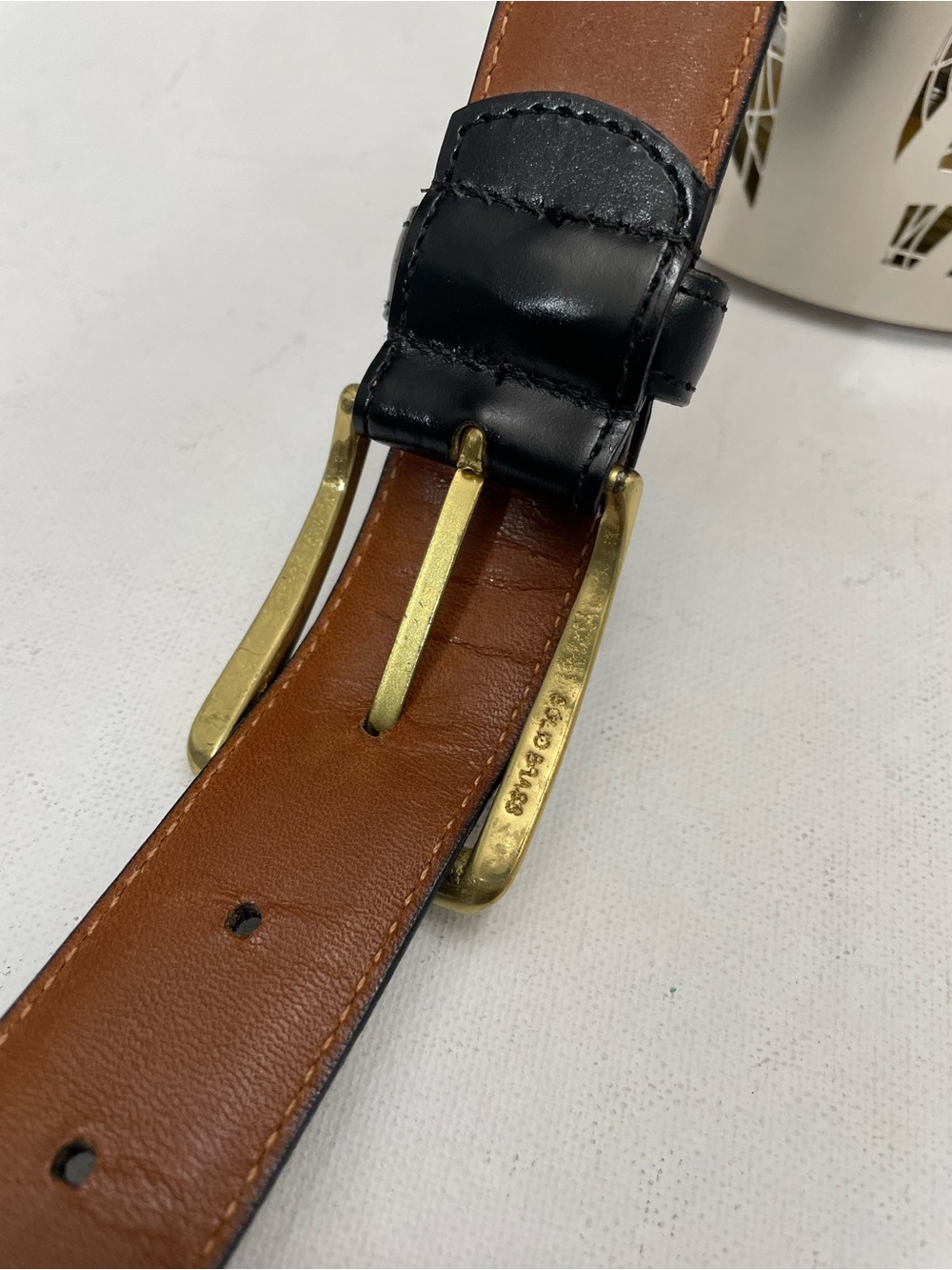 Vintage Coach Womens Black Leather Belt Brass Buckle Size 34” 85cm - Picture 5 of 10